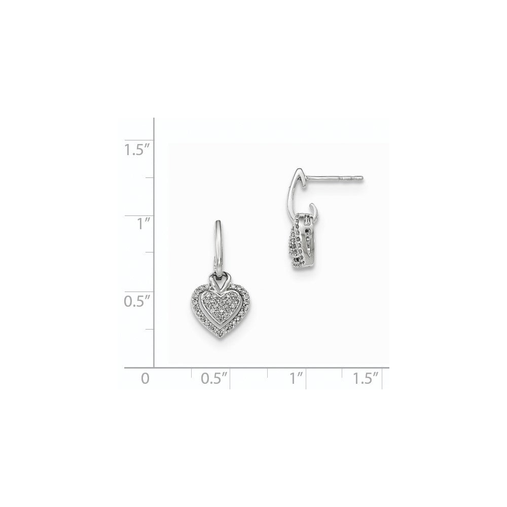 14K Weißgold Diamant-Herz Ohrhänger mit Steckverschluss