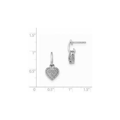 14K Weißgold Diamant-Herz Ohrhänger mit Steckverschluss