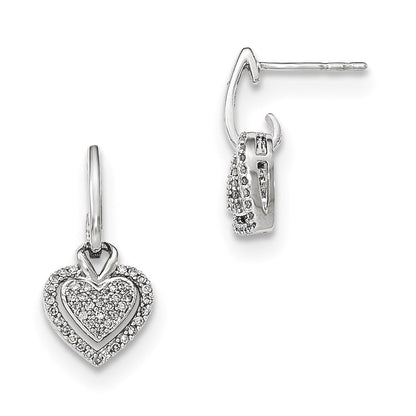 14K Weißgold Diamant-Herz Ohrhänger mit Steckverschluss