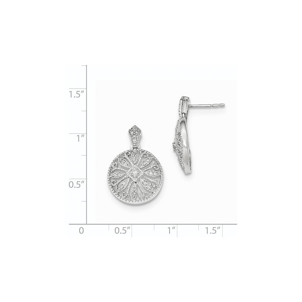 14K Weißgold Diamant-Ohrhänger mit echten Diamanten und Ohrstecker-Verschluss