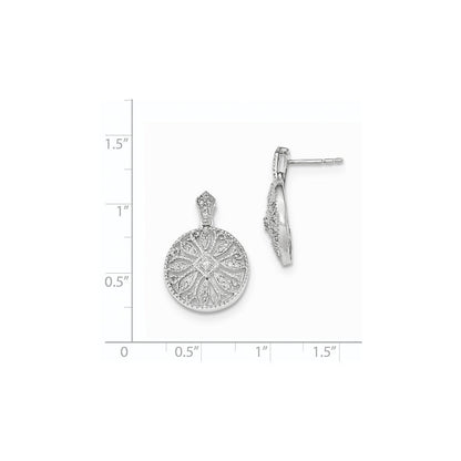 14K Weißgold Diamant-Ohrhänger mit echten Diamanten und Ohrstecker-Verschluss