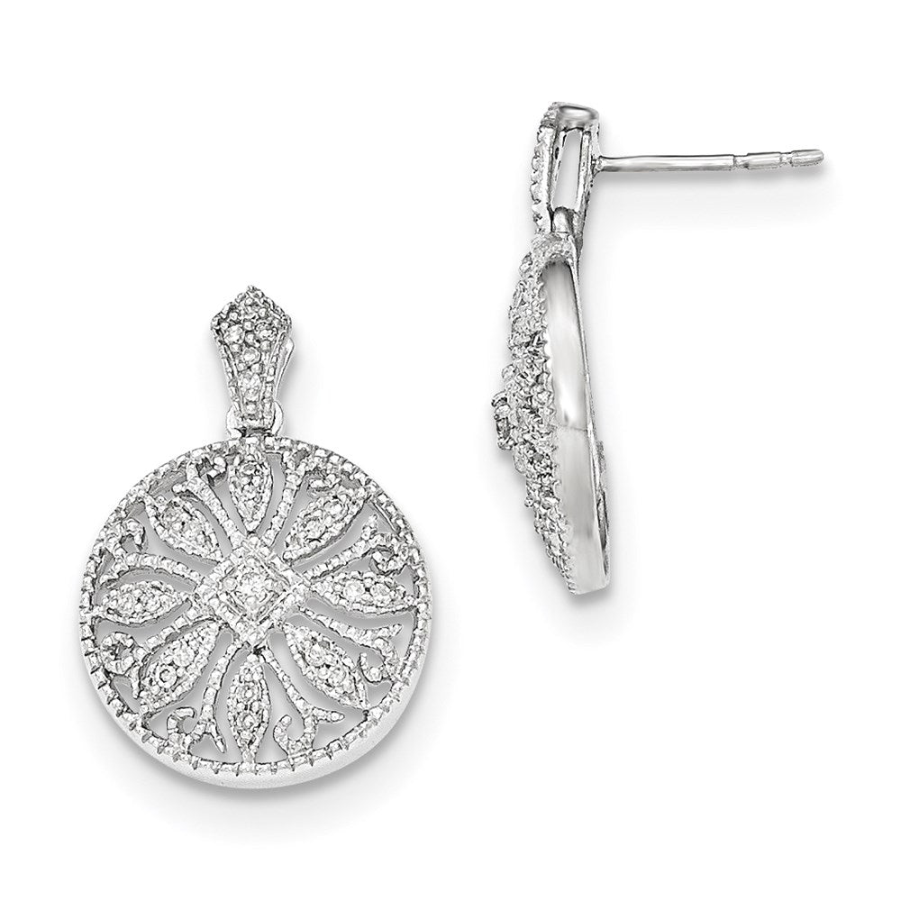 14K Weißgold Diamant-Ohrhänger mit echten Diamanten und Ohrstecker-Verschluss