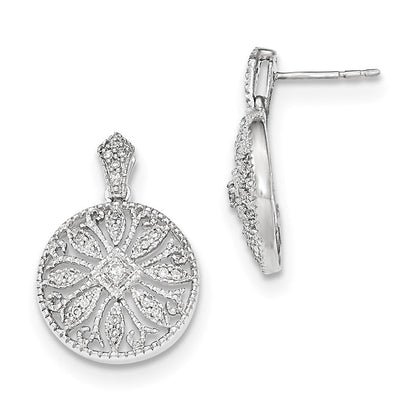 14K Weißgold Diamant-Ohrhänger mit echten Diamanten und Ohrstecker-Verschluss