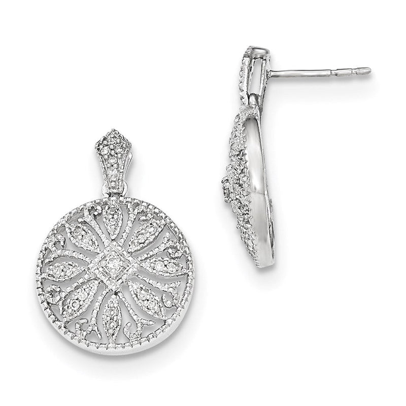 14K Weißgold Diamant-Ohrhänger mit echten Diamanten und Ohrstecker-Verschluss