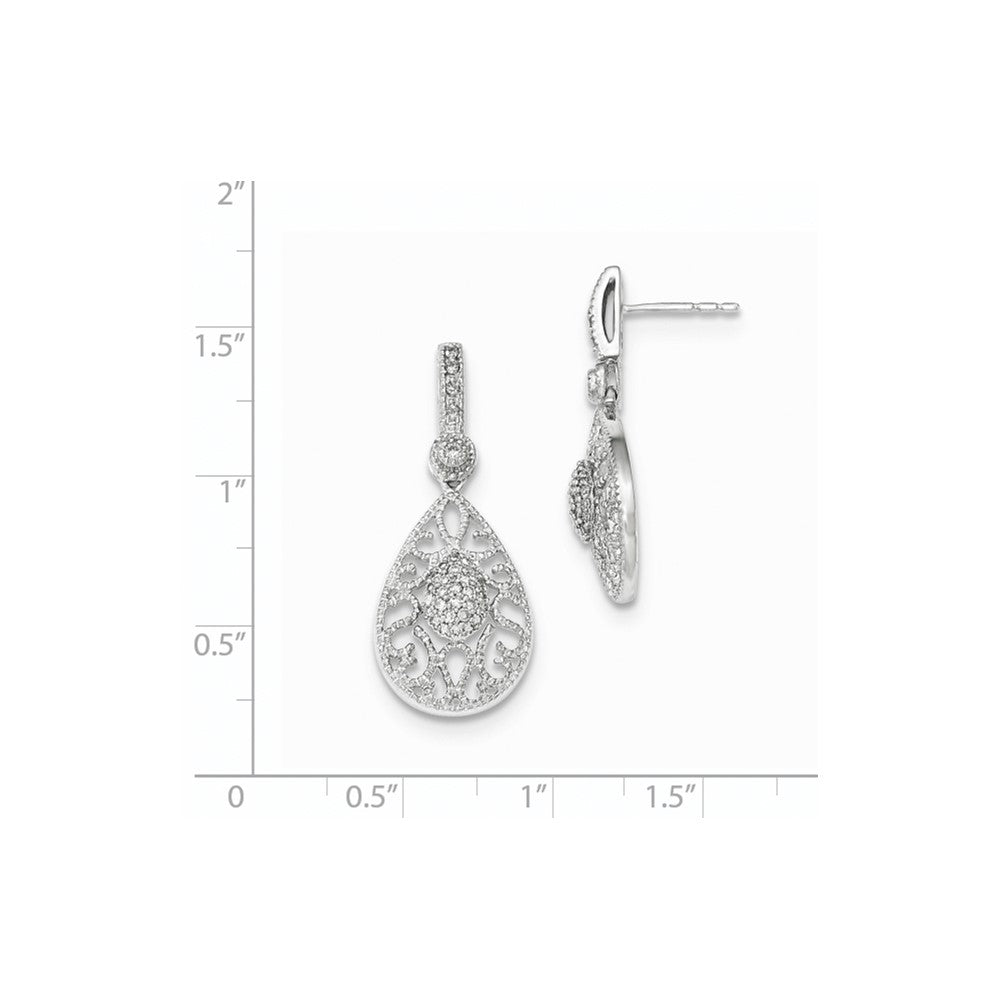 14K Weißgold Diamant-Ohrhänger mit Ohrstecker-Verschluss (echte Diamanten)