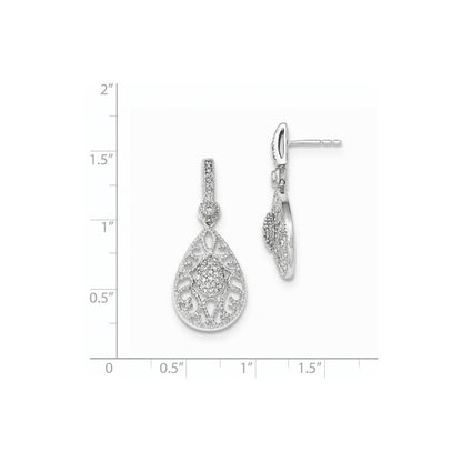 14K Weißgold Diamant-Ohrhänger mit Ohrstecker-Verschluss (echte Diamanten)