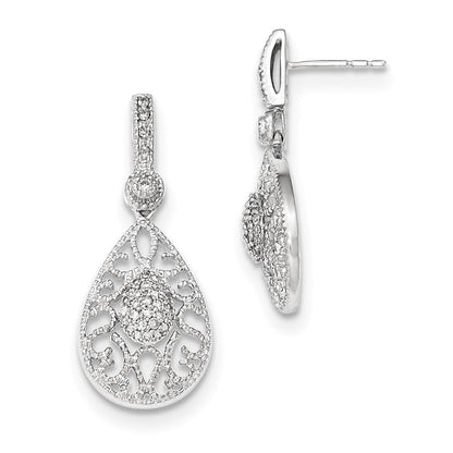 14K Weißgold Diamant-Ohrhänger mit Ohrstecker-Verschluss (echte Diamanten)