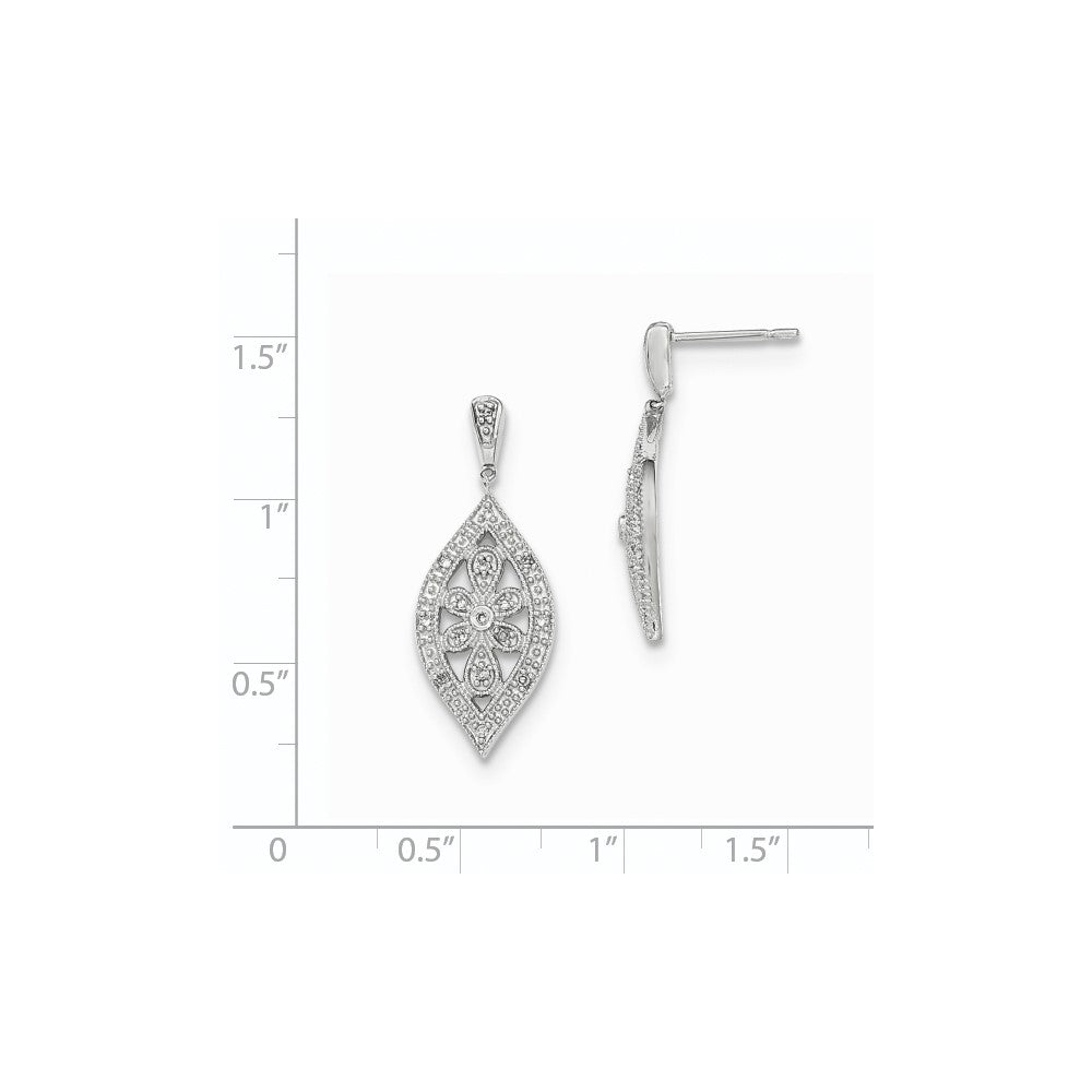 14K Weißgold Ohrhänger mit echten Diamanten und Ohrstecker-Verschluss