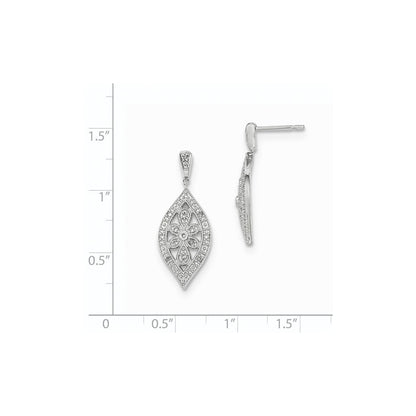 14K Weißgold Ohrhänger mit echten Diamanten und Ohrstecker-Verschluss