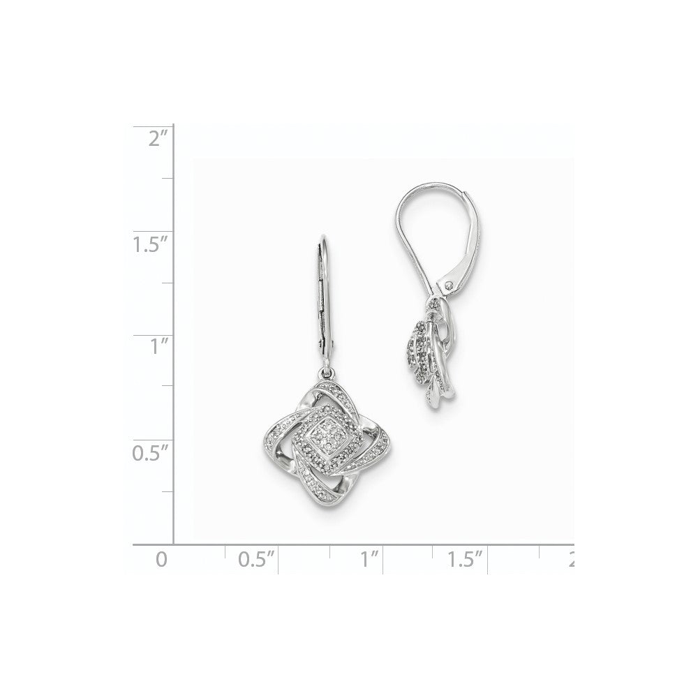 14K Weißgold Quadratische Diamant-Ohrhänger mit Brisurverschluss