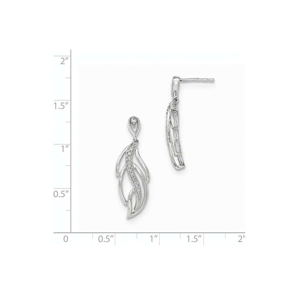 14K Weißgold Diamant-Ohrhänger mit echten Diamanten und Ohrstecker-Verschluss