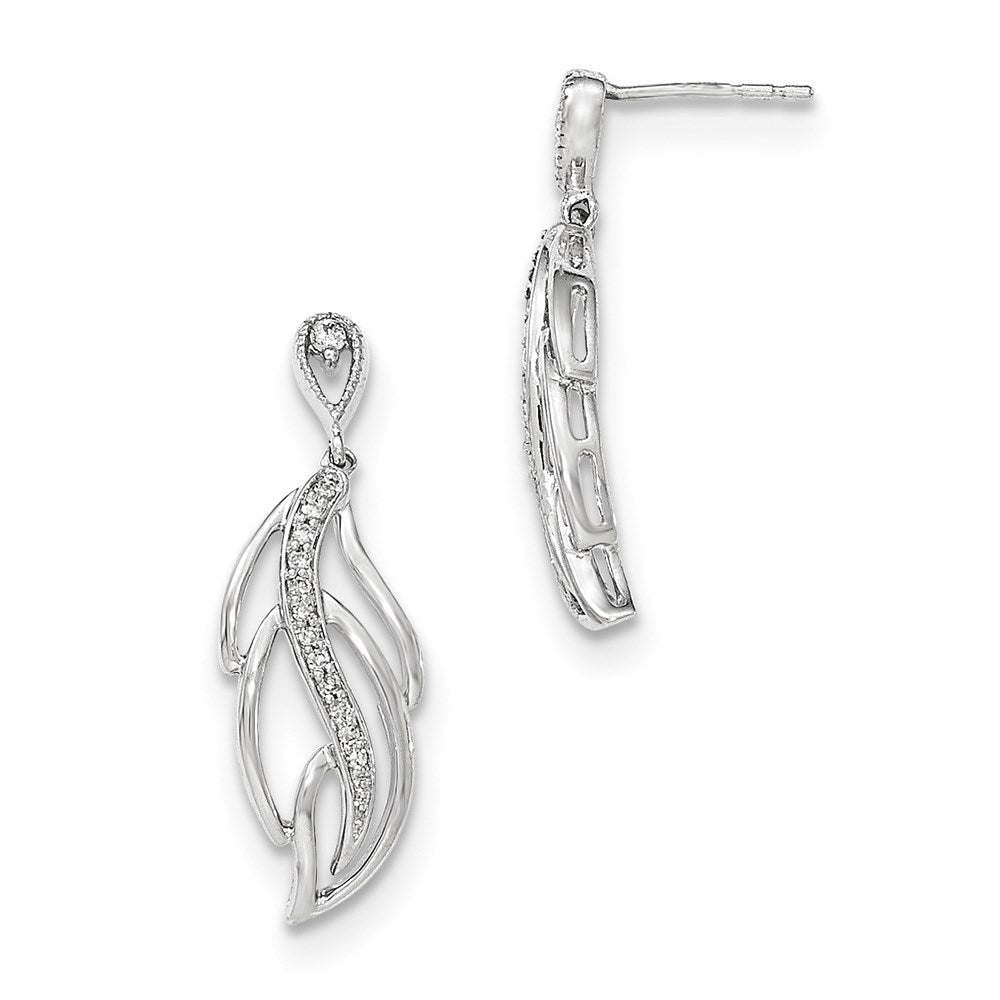 14K Weißgold Diamant-Ohrhänger mit echten Diamanten und Ohrstecker-Verschluss
