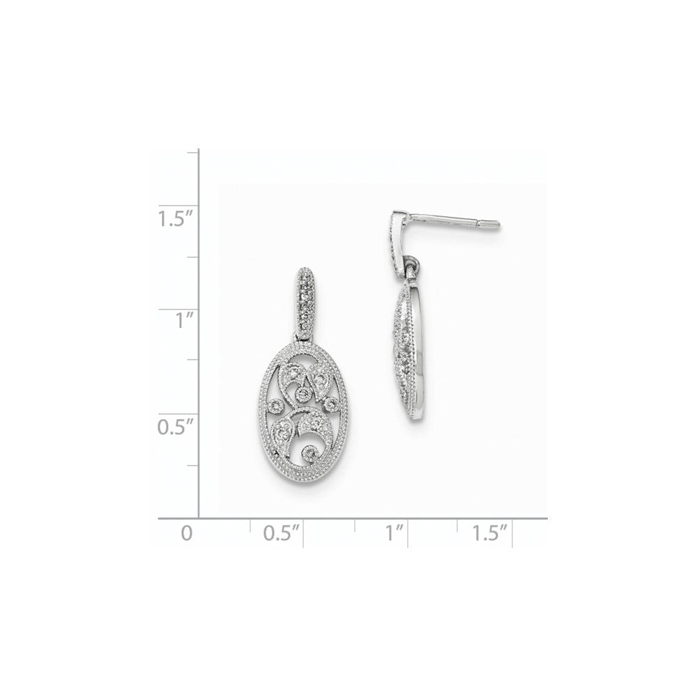 14K Weißgold polierte Ohrstecker mit echtem Diamant