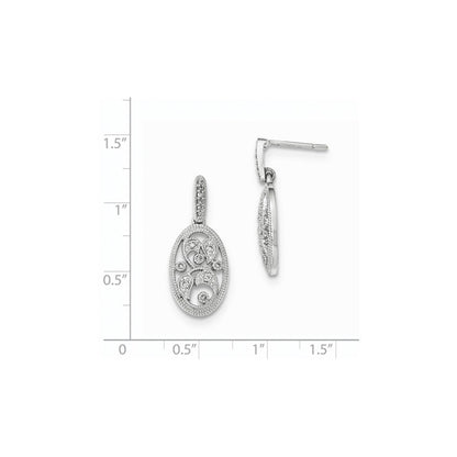 14K Weißgold polierte Ohrstecker mit echtem Diamant