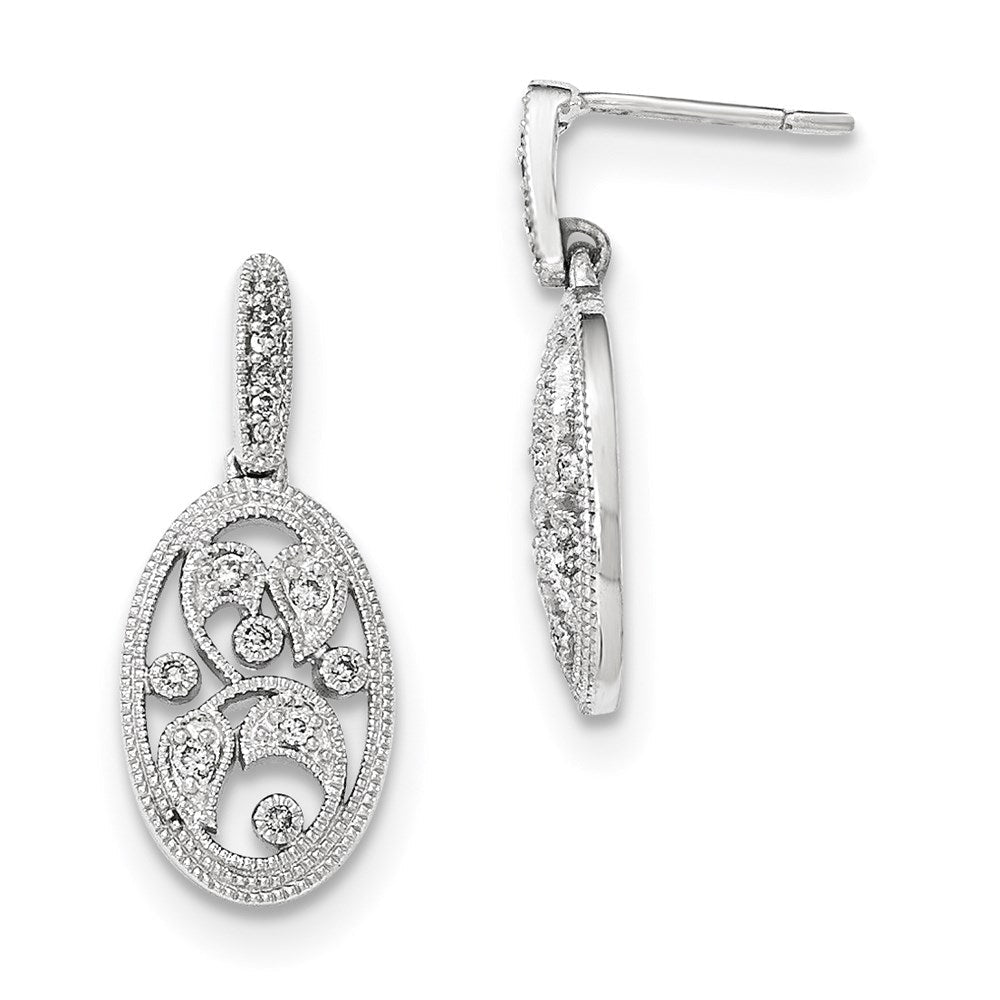 14K Weißgold polierte Ohrstecker mit echtem Diamant