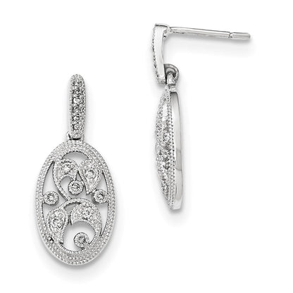 14K Weißgold polierte Ohrstecker mit echtem Diamant