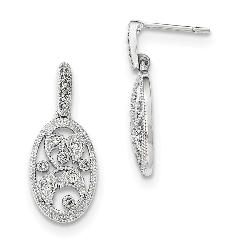 14K Weißgold polierte Ohrstecker mit echtem Diamant