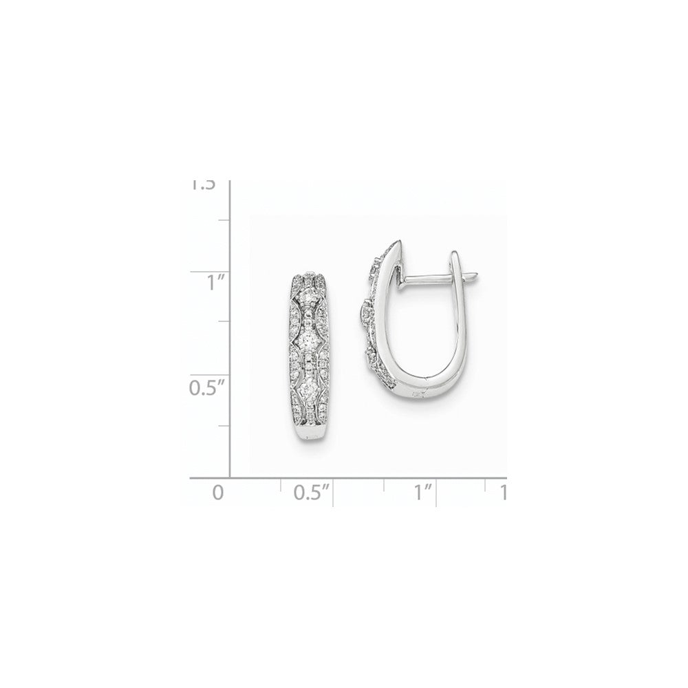 14K Weißgold Ohrringe mit echten Diamanten und Klappscharnier-Steckverschluss
