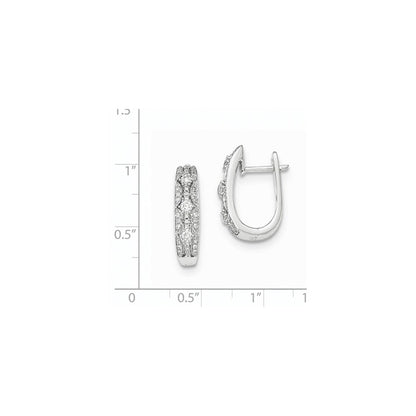 14K Weißgold Ohrringe mit echten Diamanten und Klappscharnier-Steckverschluss