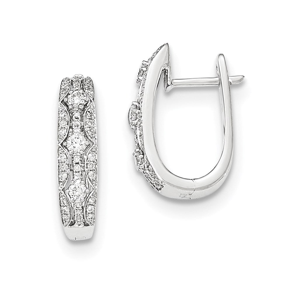 14K Weißgold Ohrringe mit echten Diamanten und Klappscharnier-Steckverschluss