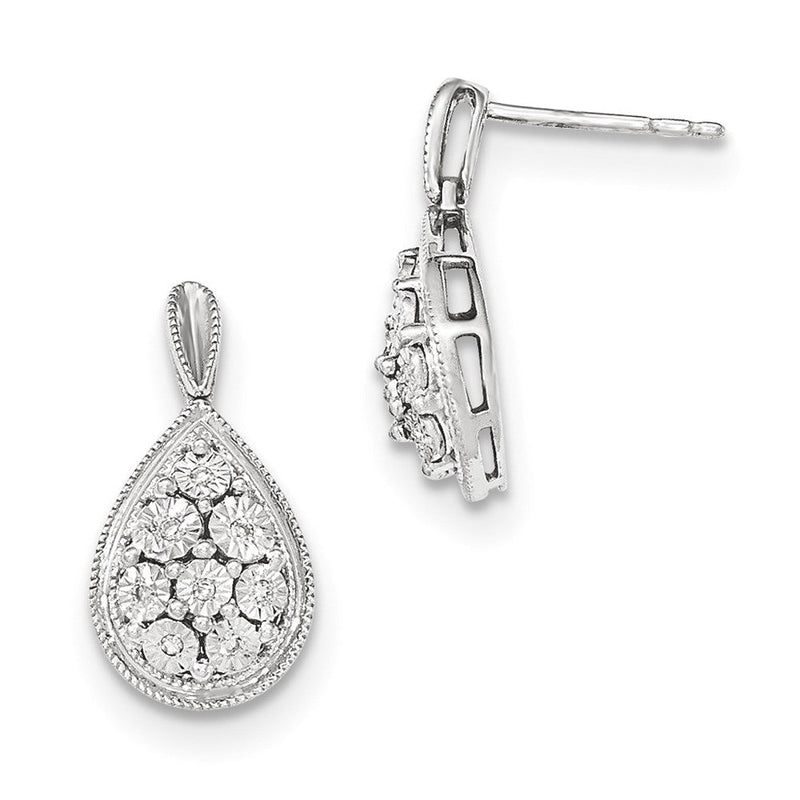 14K Weißgold Diamant-Ohrhänger, poliert, mit diamantierter Fassung, echte Diamanten