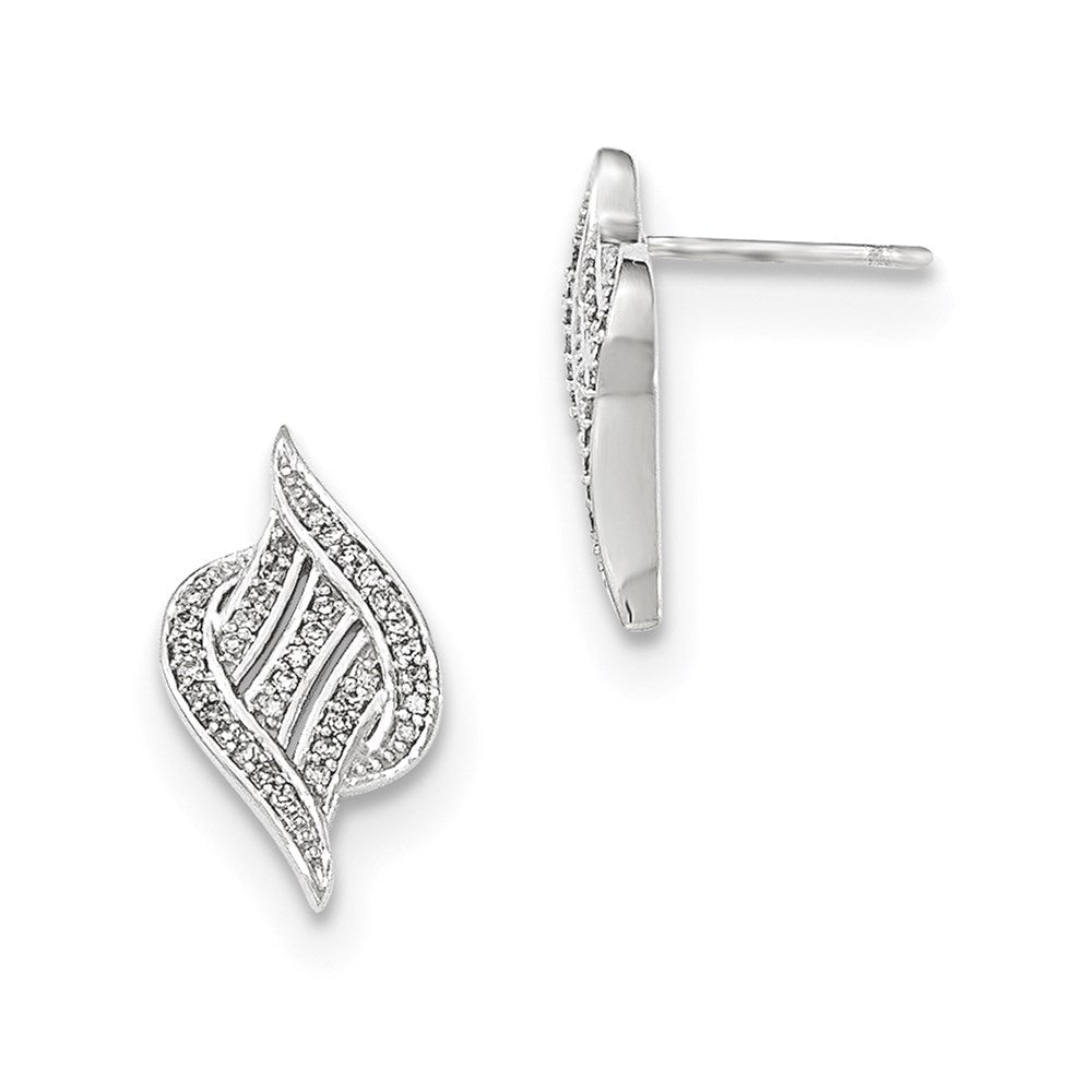 14K Weißgold-Ohrstecker mit echten weißen Diamanten