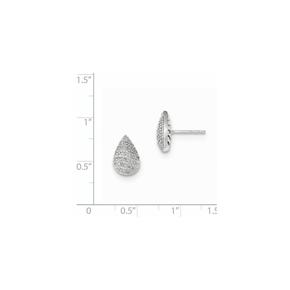 14K Weißgold Ohrstecker mit echtem Diamant in Birnenform