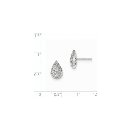 14K Weißgold Ohrstecker mit echtem Diamant in Birnenform