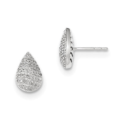 14K Weißgold Ohrstecker mit echtem Diamant in Birnenform