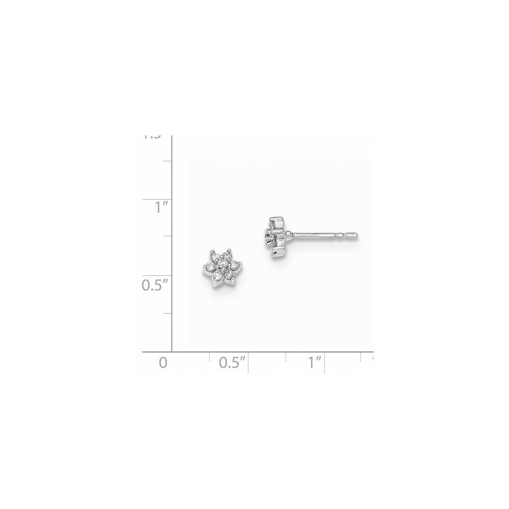 14K Weißgold Ohrstecker mit Echt-Diamant, poliert, Blumendesign