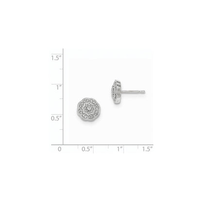 14K Weißgold Ohrstecker mit runden echten Diamanten