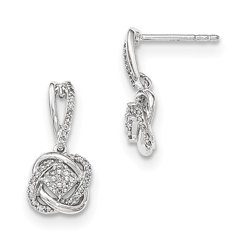 14K Weißgold Ohrhänger mit echtem Diamant und Stecker