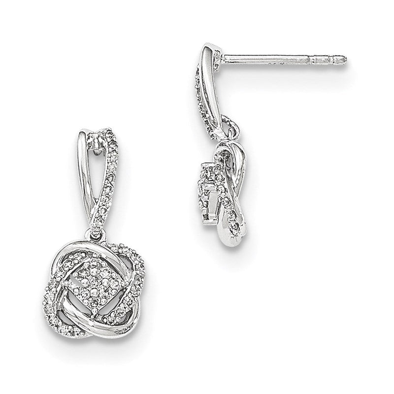 14K Weißgold Ohrhänger mit echtem Diamant und Stecker