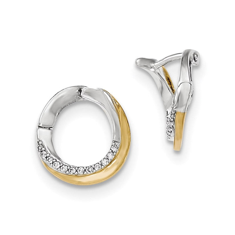 14K Weißgold Ohrringe mit echten Diamanten, klappbar, gelbrhodiniert