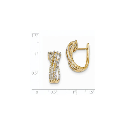 14K Gelbgold Diamant Kreuz-Ohrringe mit Klappscharnier-Steckverschluss