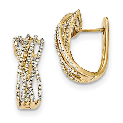 14K Gelbgold Diamant Kreuz-Ohrringe mit Klappscharnier-Steckverschluss