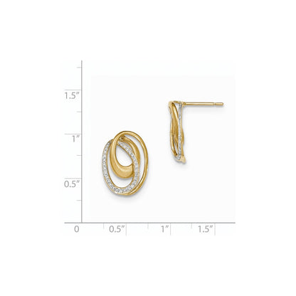 14K Gelbgold Ohrstecker mit ovalem, satiniertem Diamant