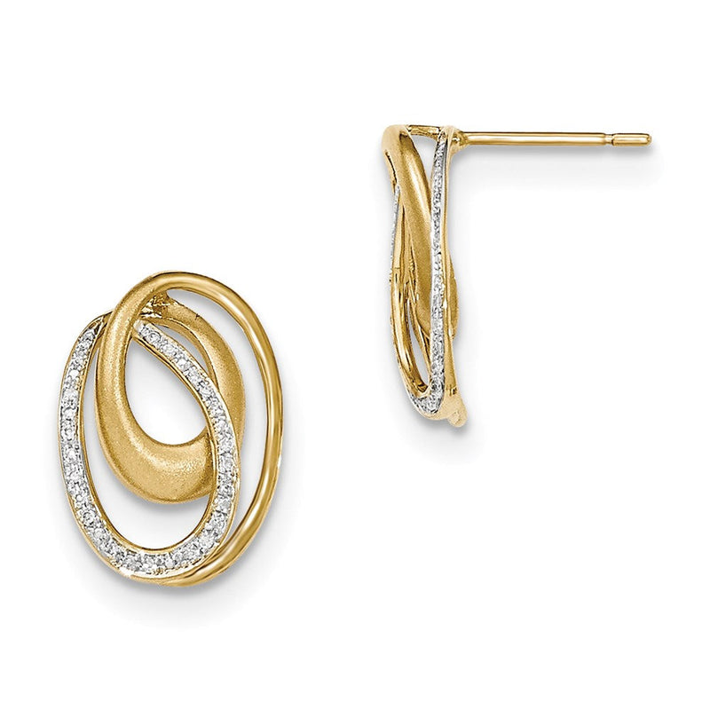 14K Gelbgold Ohrstecker mit ovalem, satiniertem Diamant