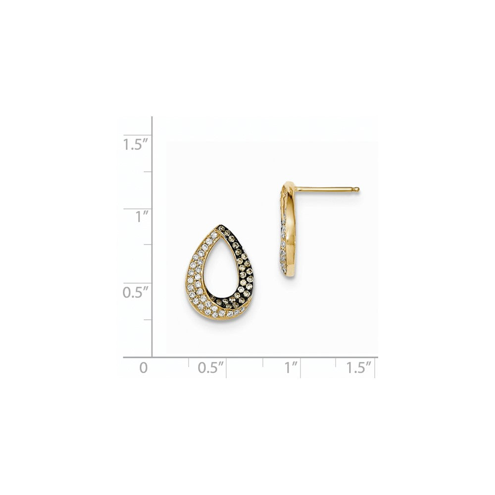 14K Gelbgold Champagner/Weiße Echte Diamant-Tropfen-Ohrstecker