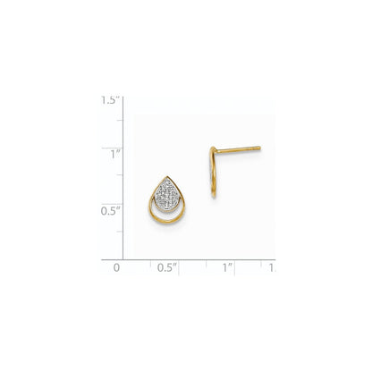 14K Gelbgold Ohrstecker mit echten Diamanten in Tropfenform