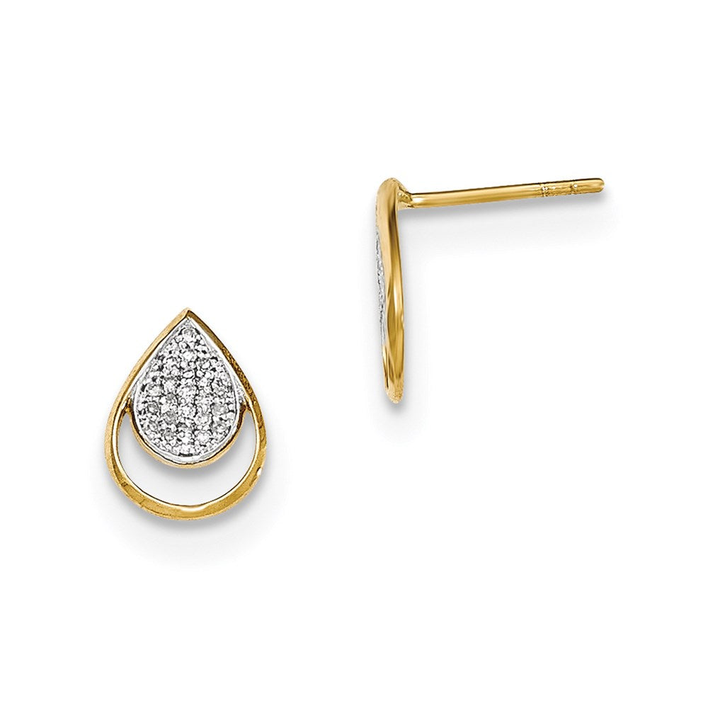 14K Gelbgold Ohrstecker mit echten Diamanten in Tropfenform