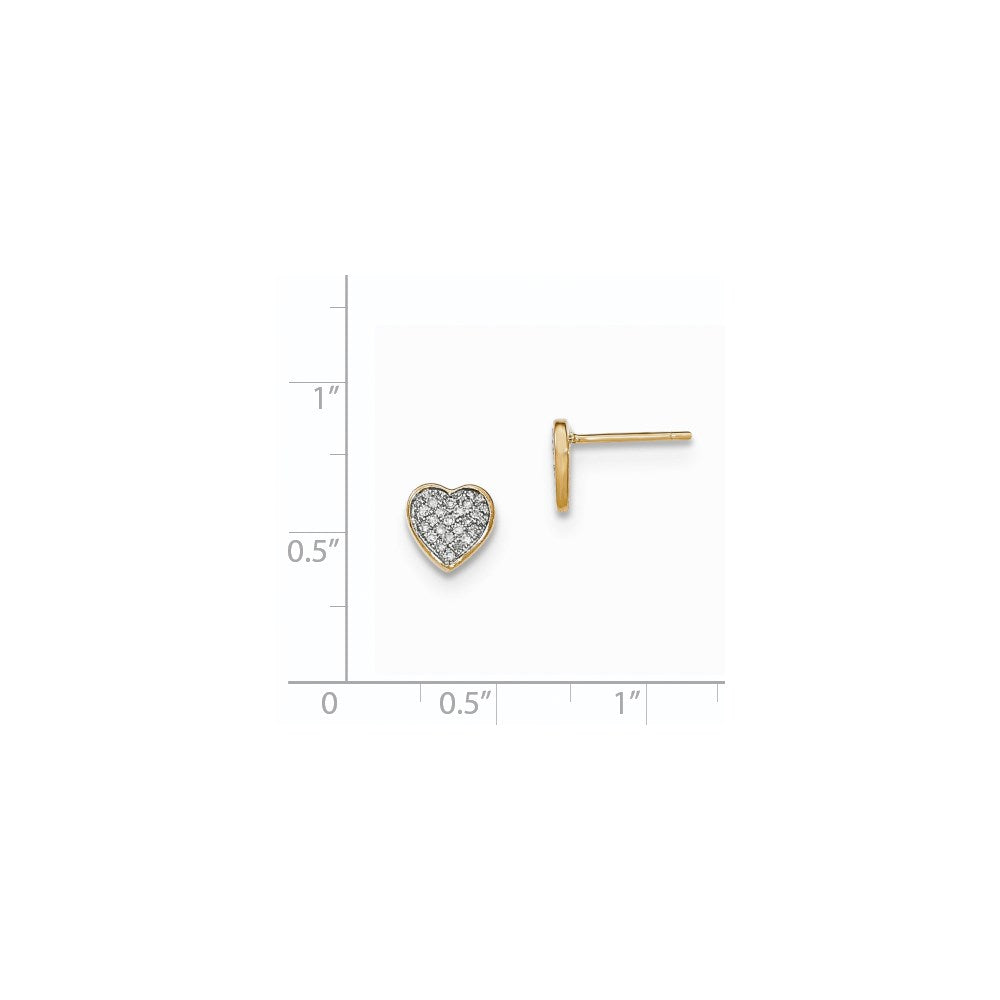 14K Gelbgold Diamant-Herz-Ohrstecker