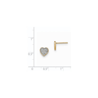 14K Gelbgold Diamant-Herz-Ohrstecker