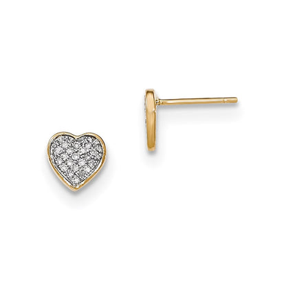 14K Gelbgold Diamant-Herz-Ohrstecker