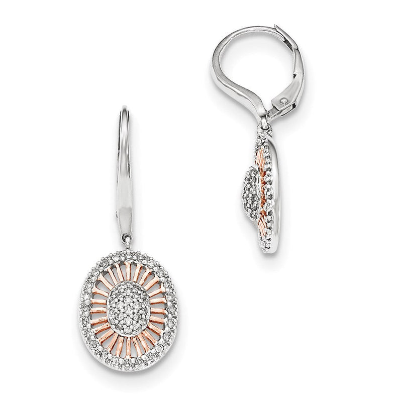 14K Weißgold mit Rosé-Rhodium-Beschichtung Ohrringe mit echten Diamanten