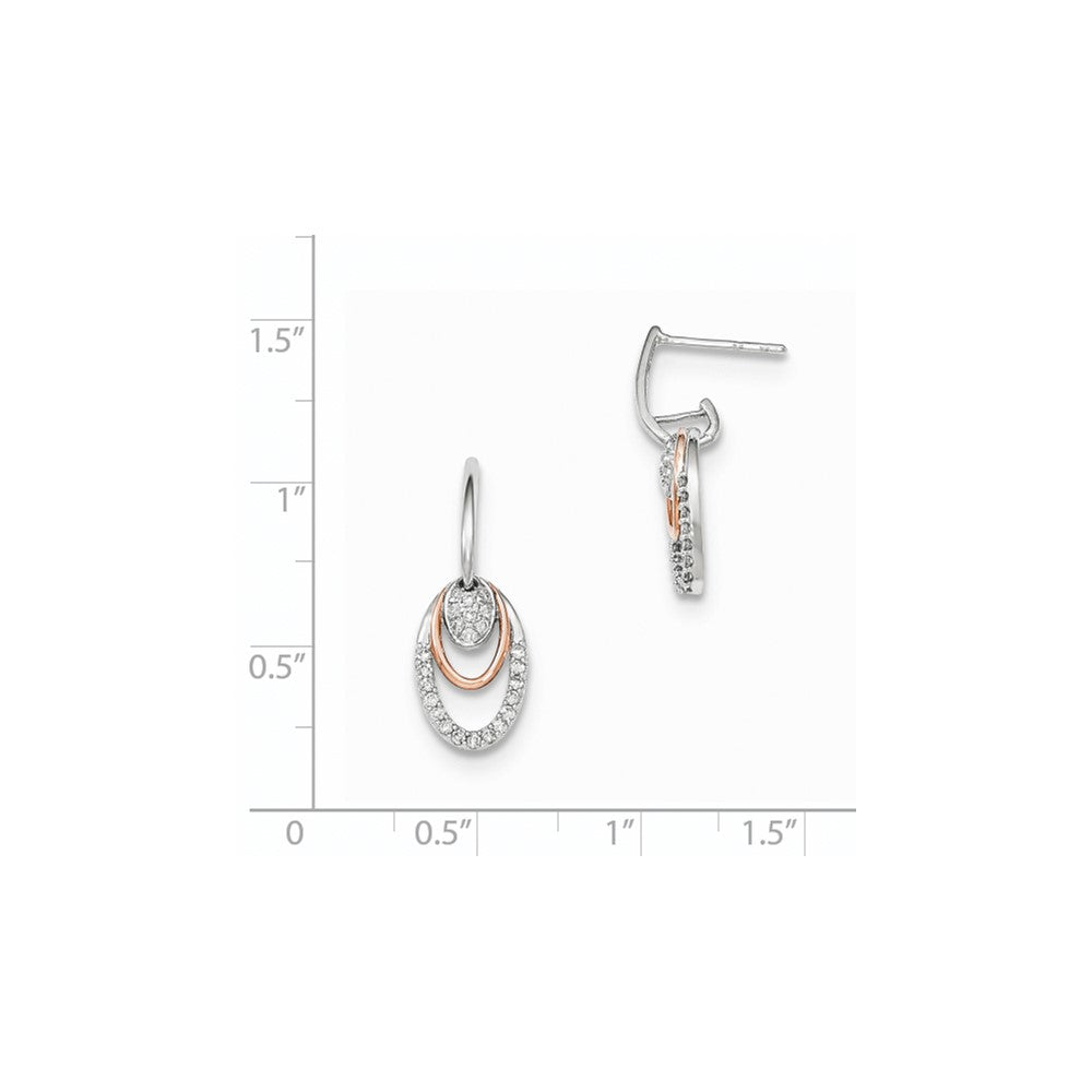 14K Gelbgold Zweifarbig Echte Diamant-Ohrhänger, Oval, mit Ohrstecker-Verschluss