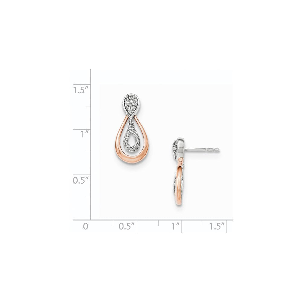 14K Gelbgold Weiß- und Roségold Diamant-Ohrhänger mit Stecker, echt