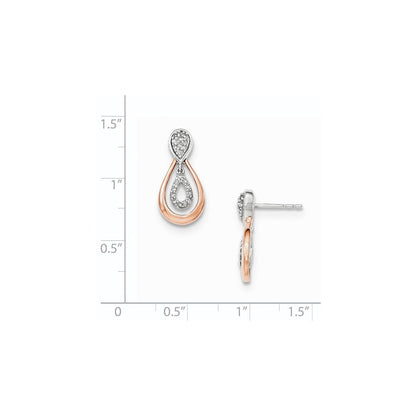 14K Gelbgold Weiß- und Roségold Diamant-Ohrhänger mit Stecker, echt