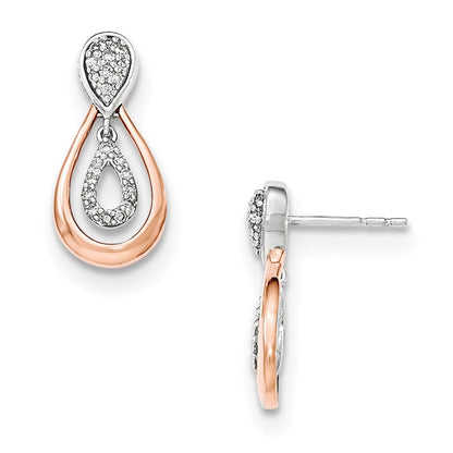 14K Gelbgold Weiß- und Roségold Diamant-Ohrhänger mit Stecker, echt