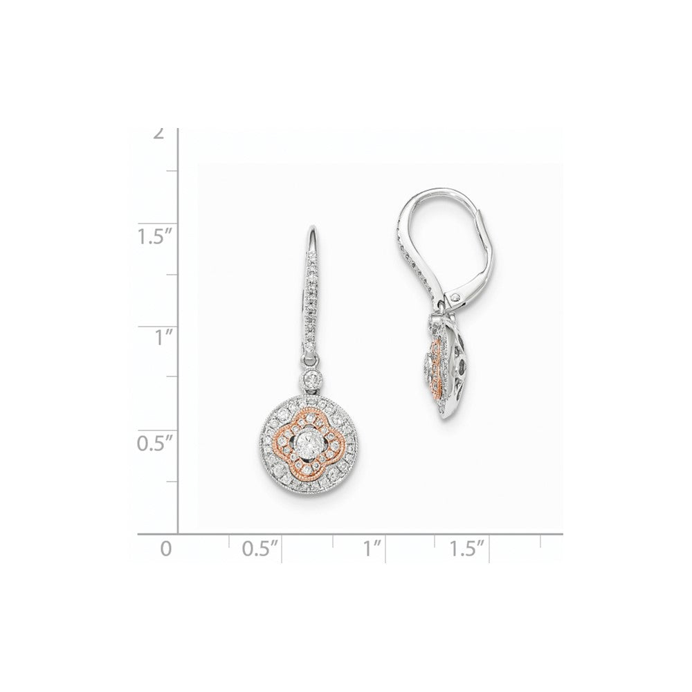 14K Gelbgold Zweifarbig Echte Diamant-Kreis-Ohrringe mit Leverback-Verschluss